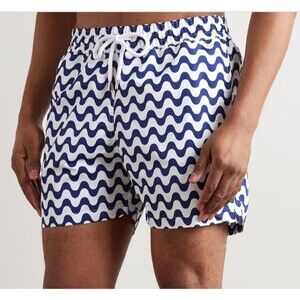 Frescobol Carioca Copacabana Sport Swim Men Shorts Blue White Waves - Men's Med